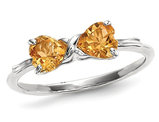 4/5 Carat (ctw) Heart Cut Citrine Bow Ring in 14K White Gold